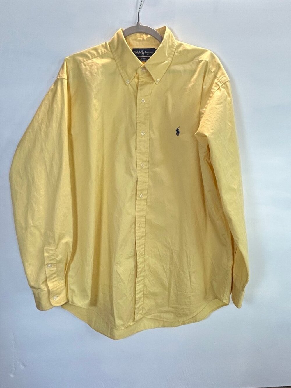 Ralph Lauren Large Butter Yellow Oxford Shirt Pony Logo Preppy Coastal Grandad